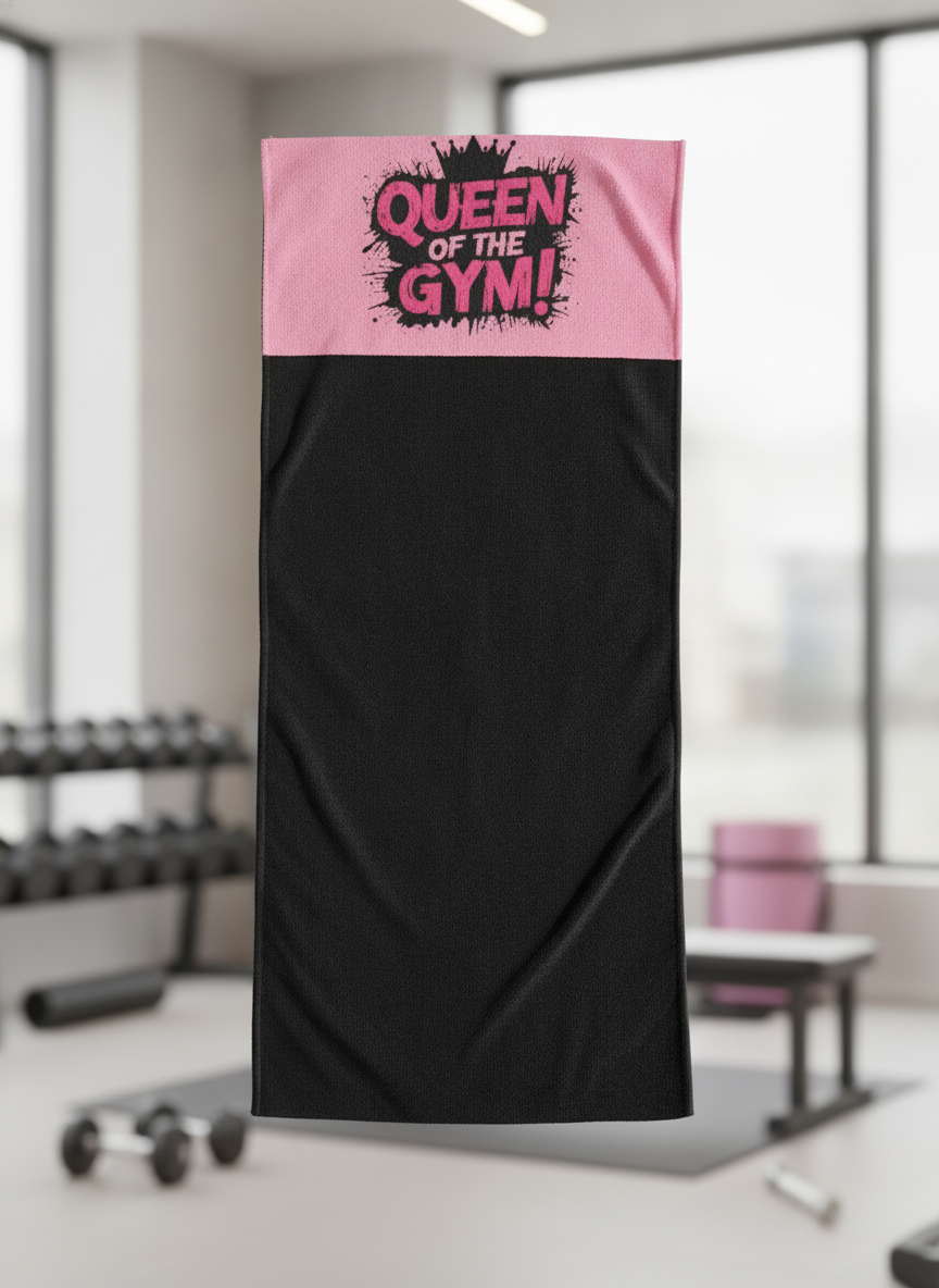 Ninja Antibacterial Gym Towel - Queen of the gym (Black)