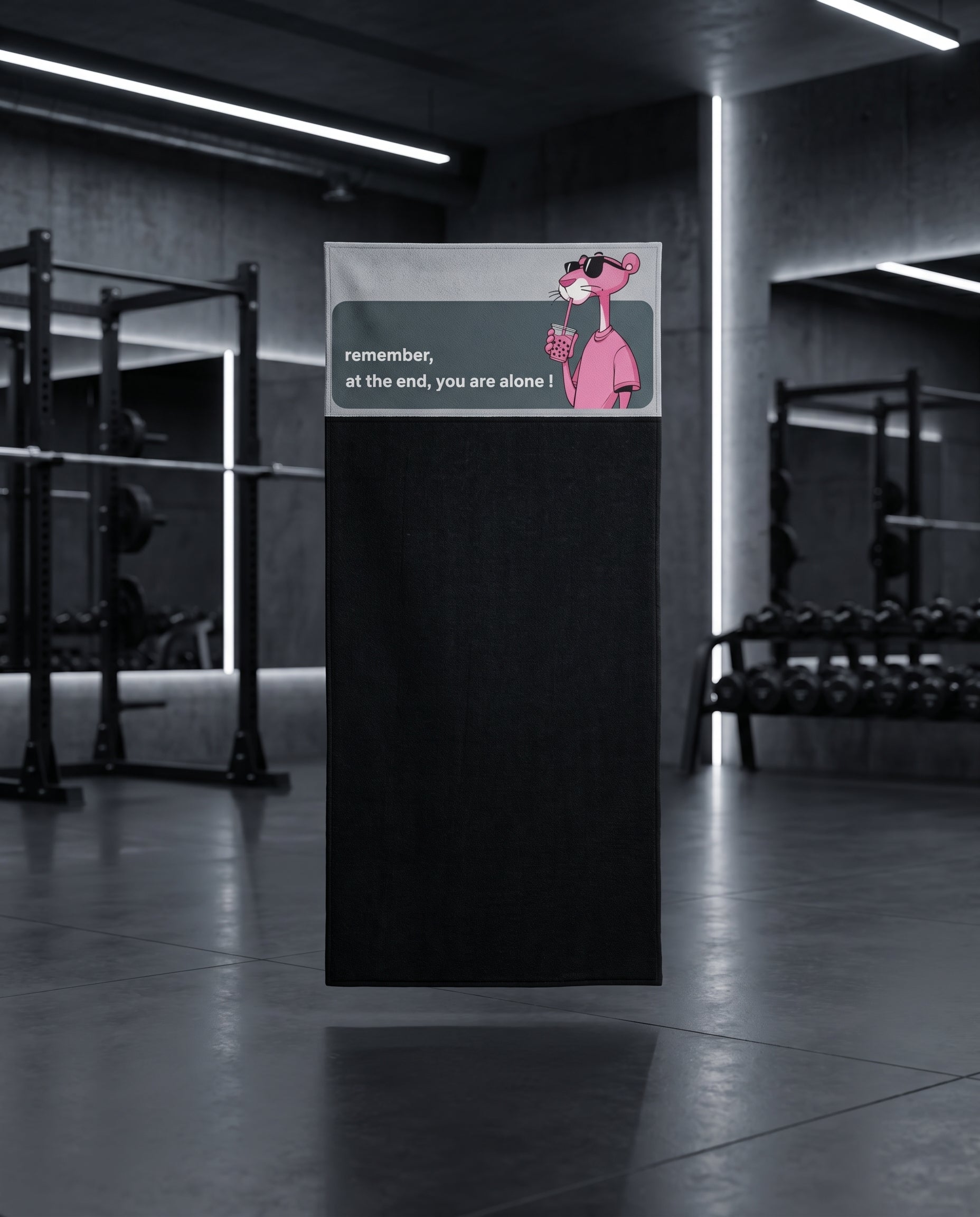 Ninja Antibacterial Gym Towel – you are alone! (Black)