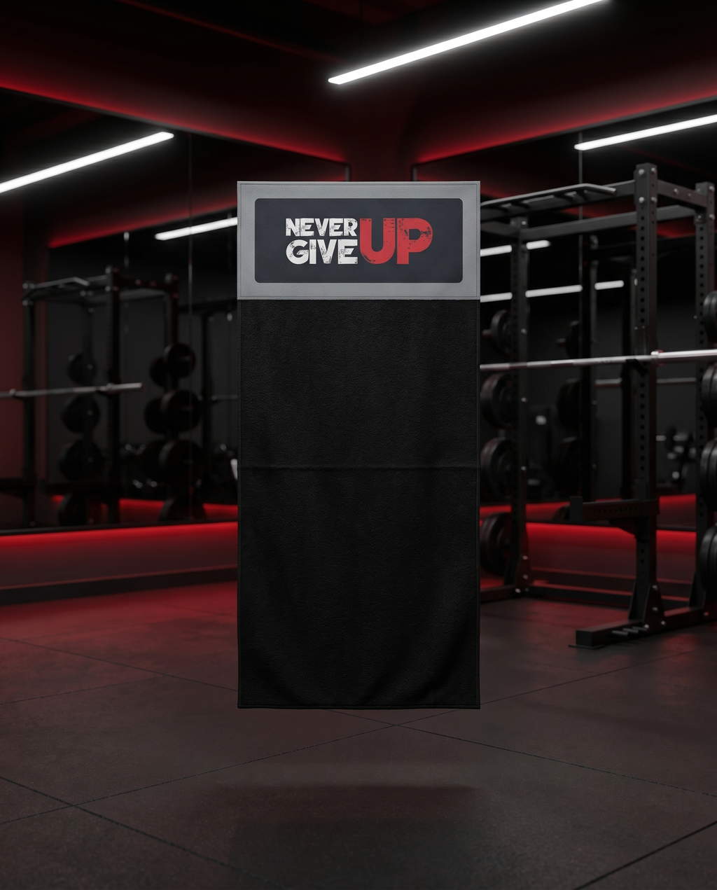 Ninja Antibacterial Gym Towel - Never give up in gym (Black)