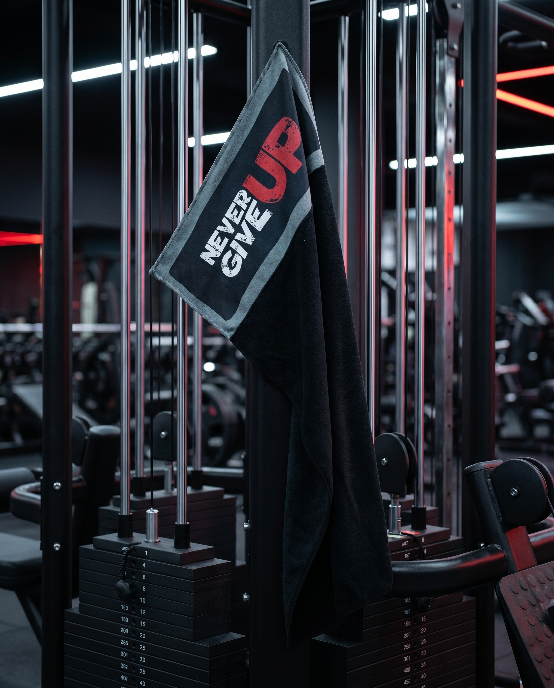 Ninja Antibacterial Gym Towel - Never give up in gym (Black)