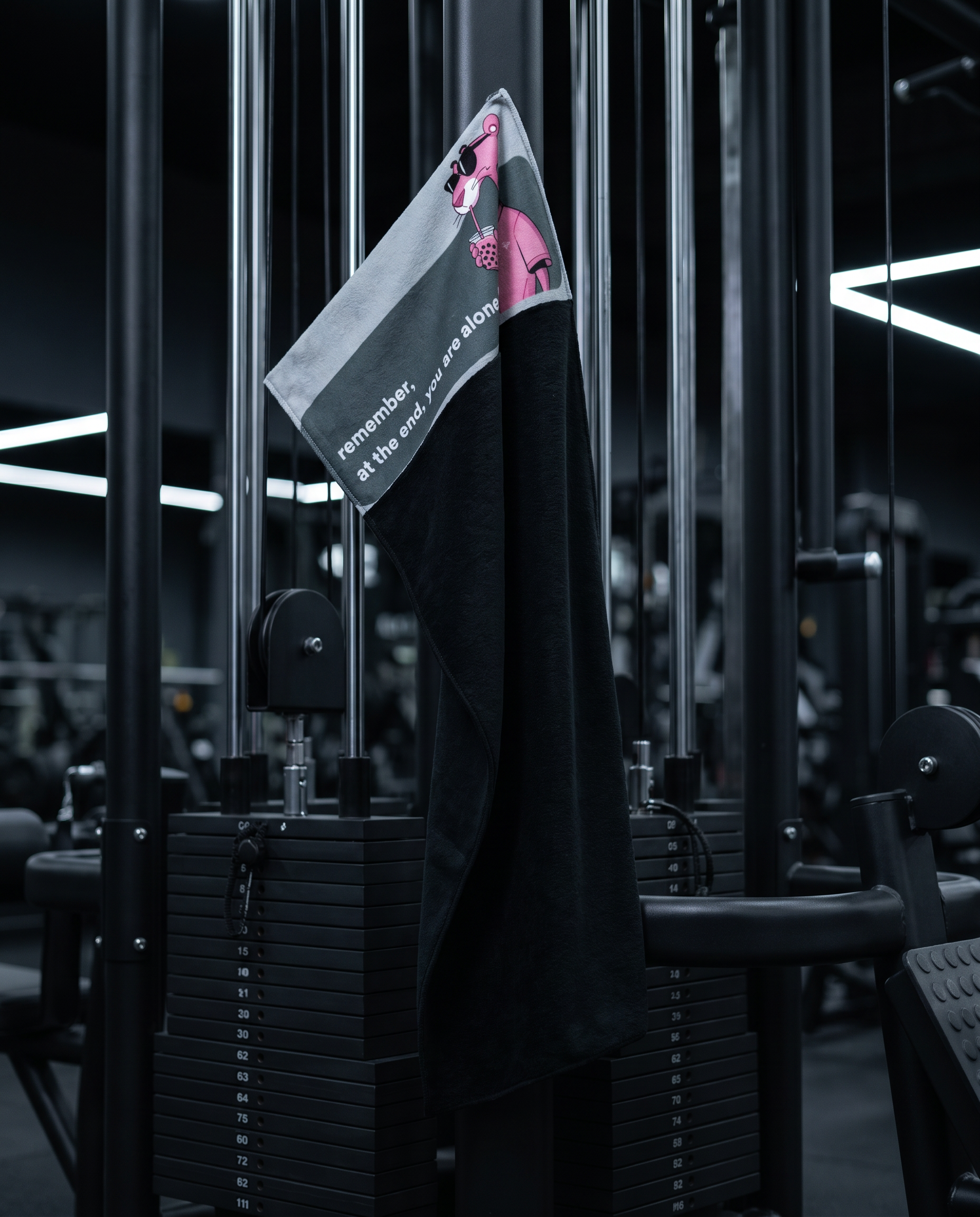 Ninja Antibacterial Gym Towel – you are alone! (Black)