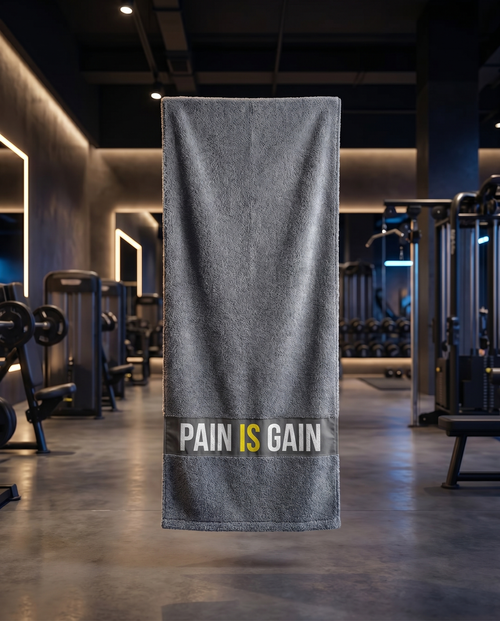Ninja Antibacterial Gym Towel – Pain is Gain (Gray)