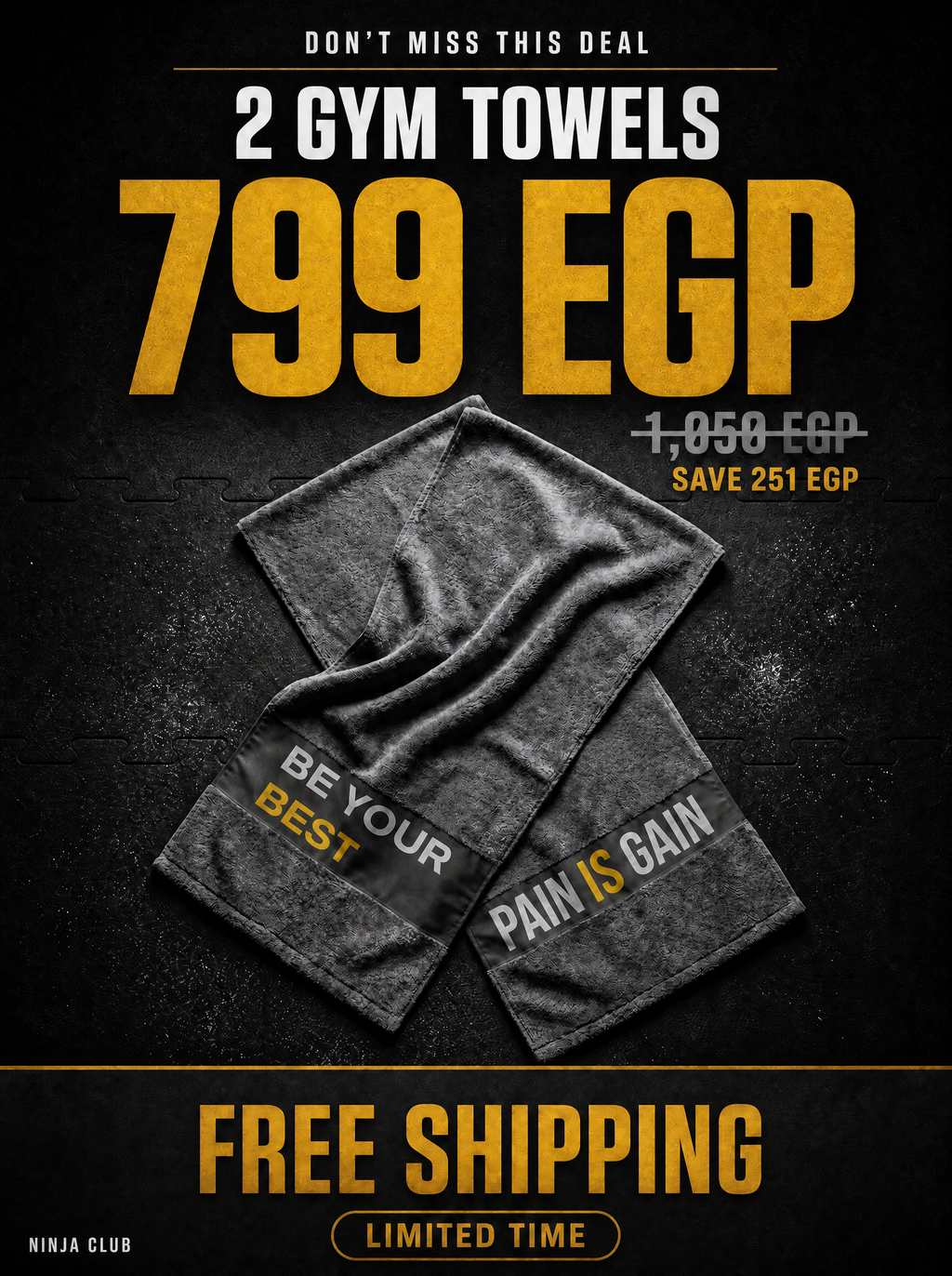 Ninja Antibacterial Gym Towel – Buy 2 Get Free Shipping