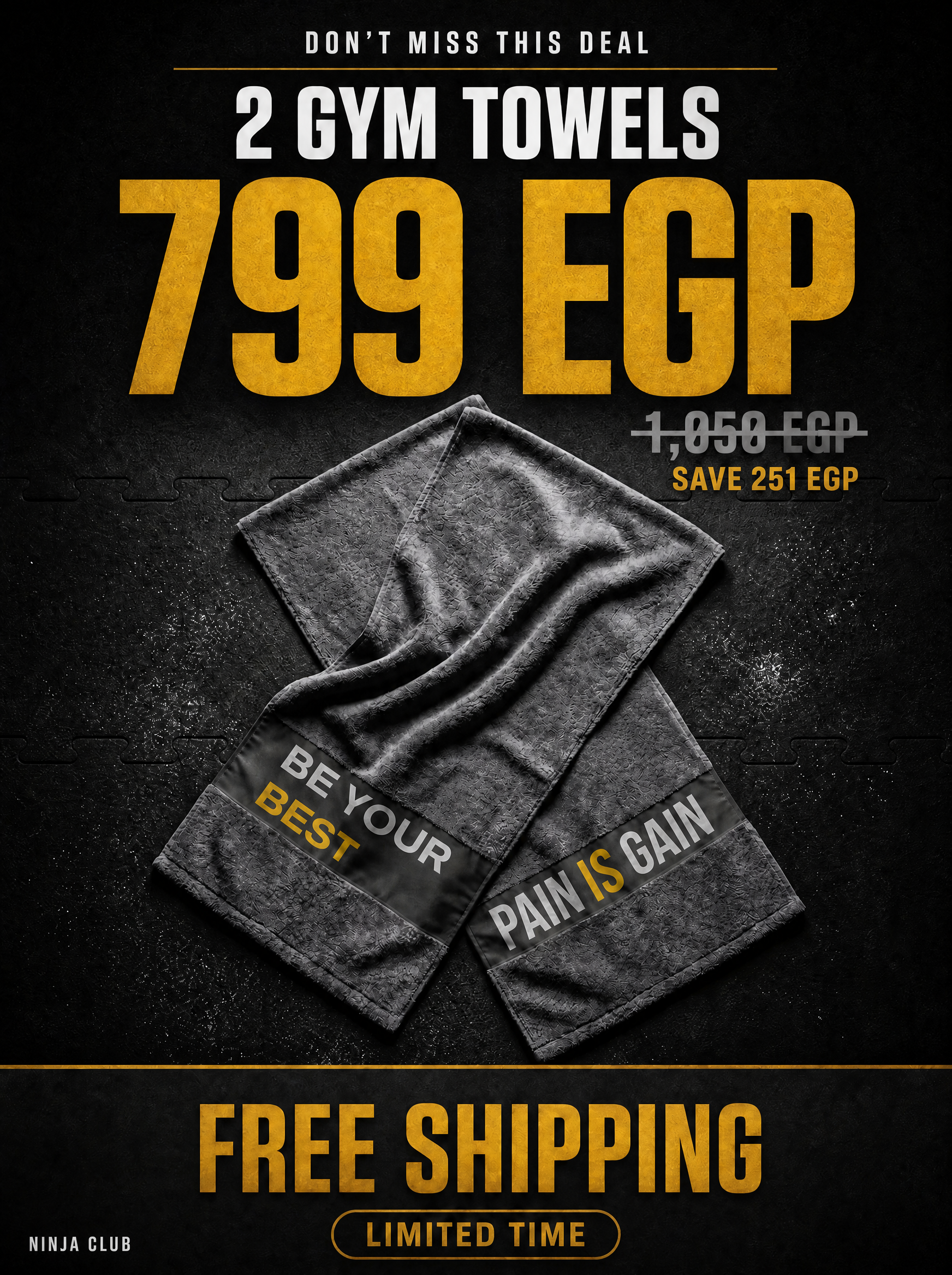 Ninja Antibacterial Gym Towel – Buy 2 Get Free Shipping