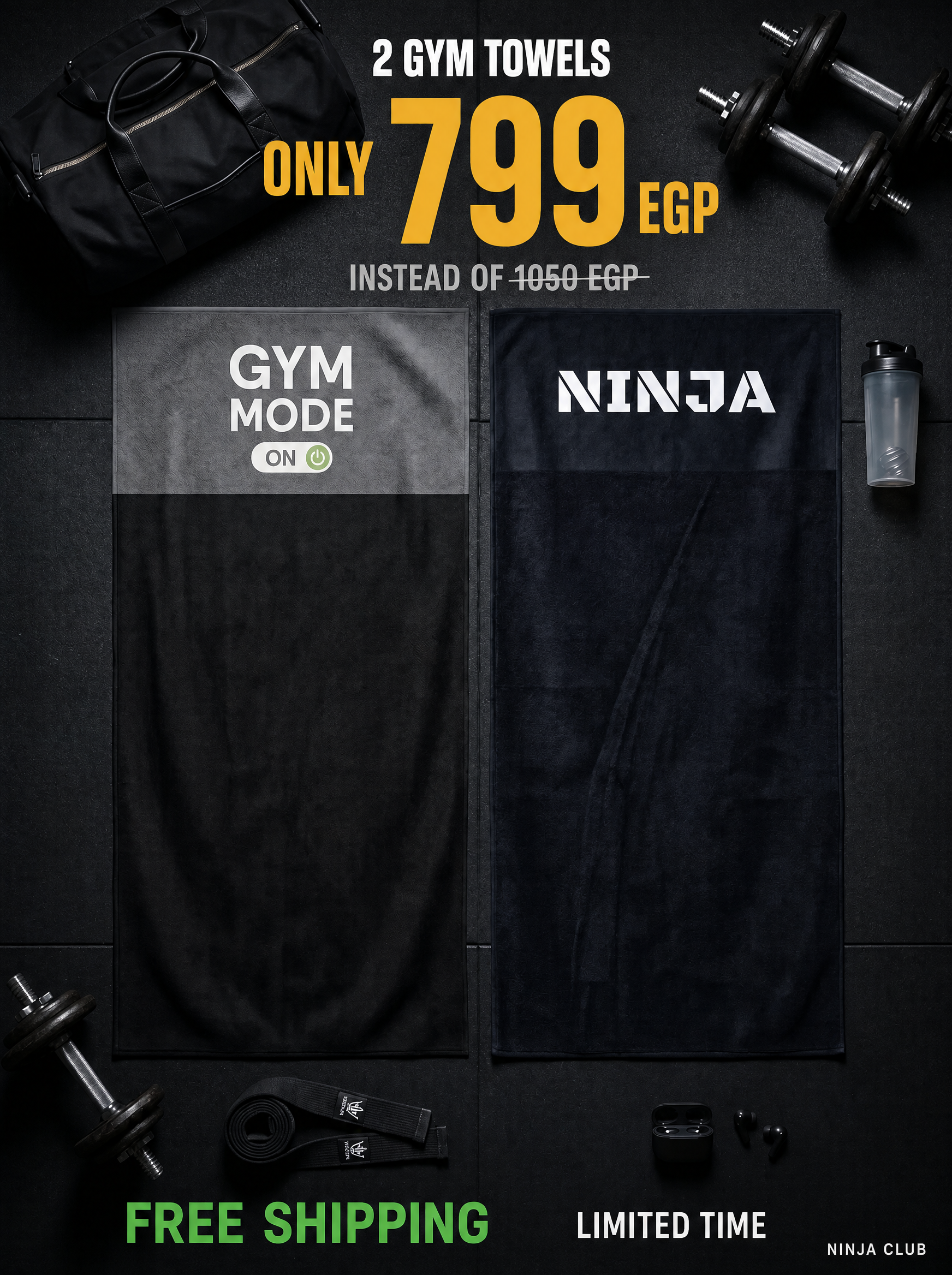 Ninja Antibacterial Gym Towel – Buy 2 Get Free Shipping